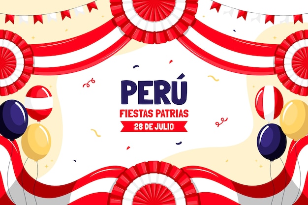 ペルーのフィエスタ・パトリアのお祝いのためのフラット背景