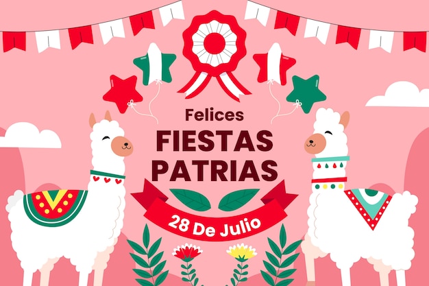 ペルーのフィエスタ・パトリアのお祝いのためのフラット背景