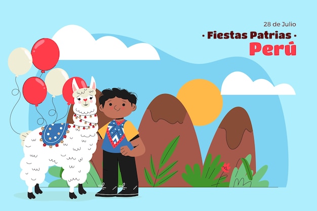 Бесплатное векторное изображение Плоский фон для празднования перуанских праздников patrias
