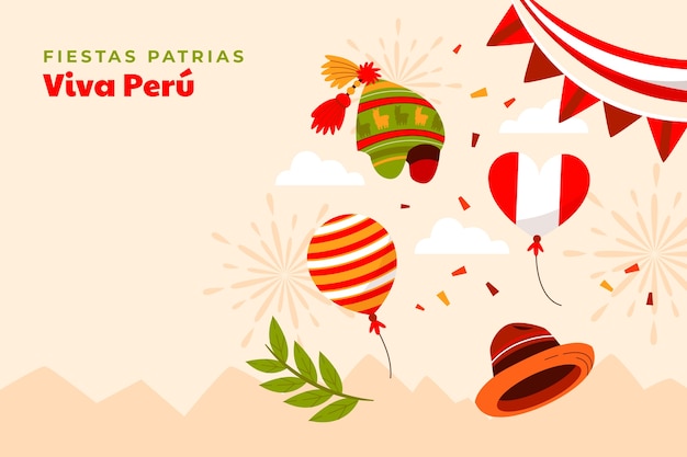 페루 fiestas patrias 행사에 대한 평면 배경