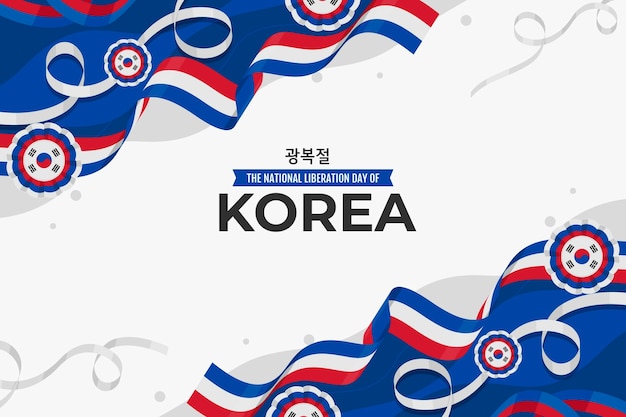 Бесплатное векторное изображение Плоский фон для празднования дня национального освобождения южной кореи