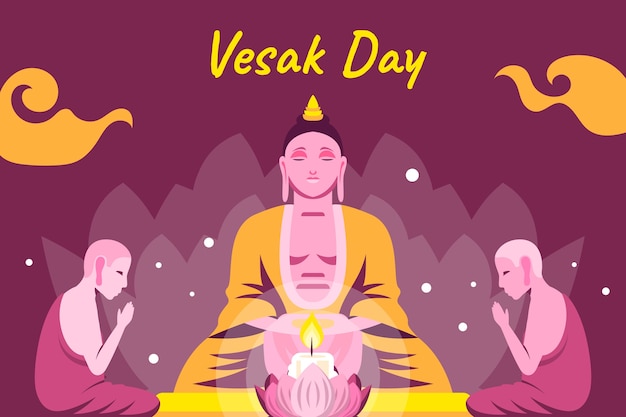 무료 벡터 vesak 축제 축하를위한 평면 배경