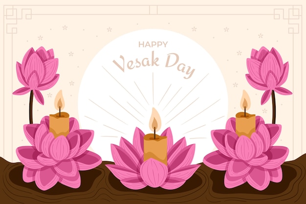 Vesak 축제 축하를위한 평면 배경