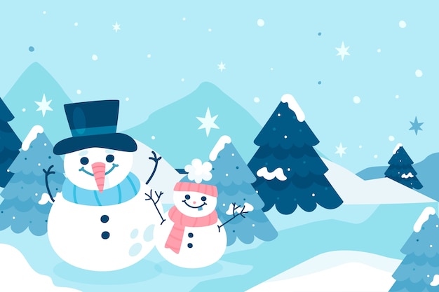Бесплатное векторное изображение Плоский фон для празднования зимнего сезона