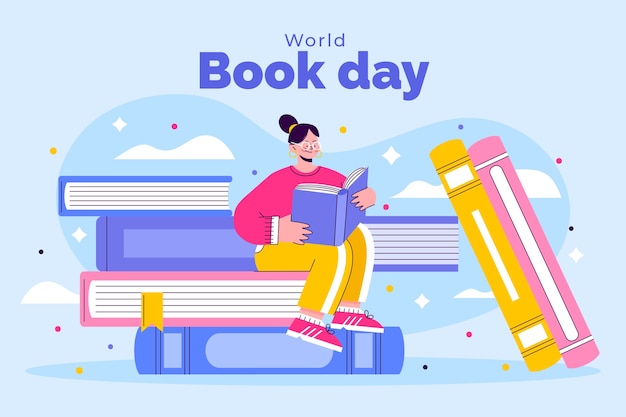Бесплатное векторное изображение Плоский фон для празднования всемирного дня книги