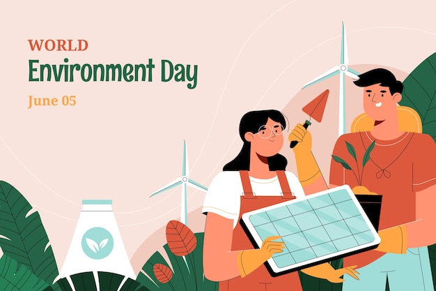 Бесплатное векторное изображение Плоский фон для празднования всемирного дня окружающей среды
