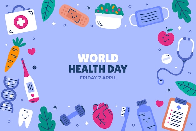 Бесплатное векторное изображение Плоский фон для празднования всемирного дня здоровья
