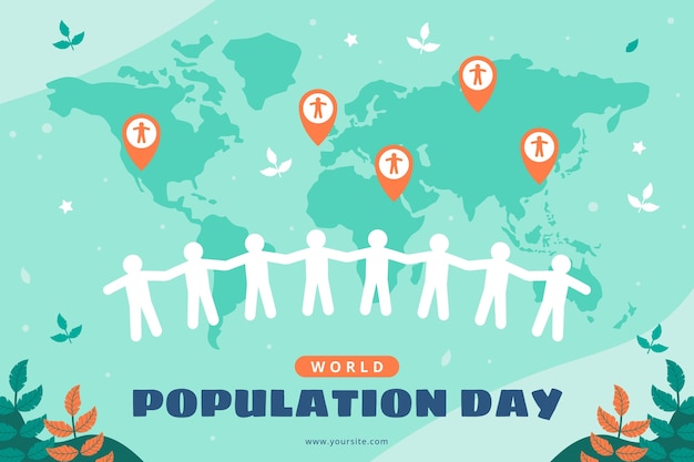 Бесплатное векторное изображение Плоский фон для всемирного дня народонаселения