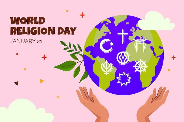 Бесплатное векторное изображение Плоский фон для празднования всемирного дня религий