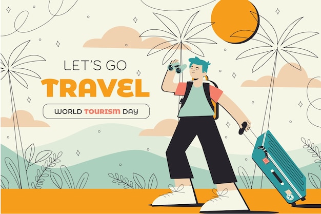 Бесплатное векторное изображение Плоский фон для празднования всемирного дня туризма