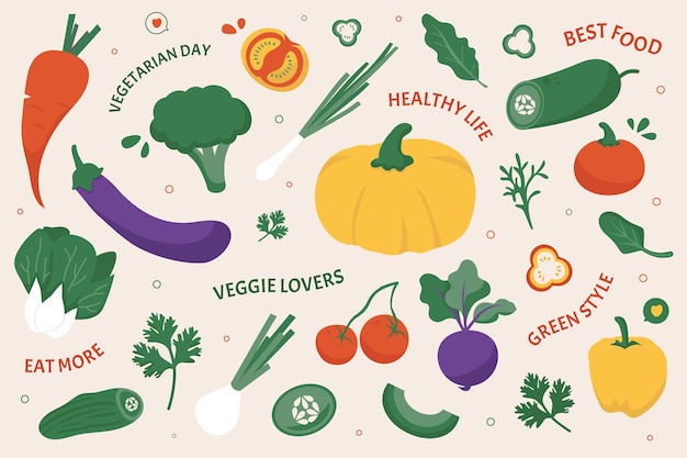 Бесплатное векторное изображение Плоский фон для всемирного дня вегетарианцев