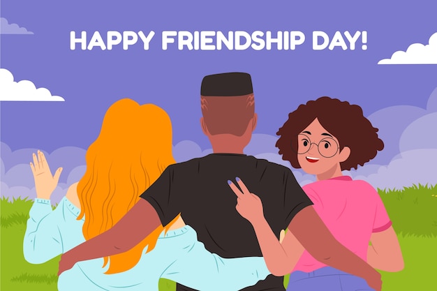 Free vector flat background for friendship day celebration