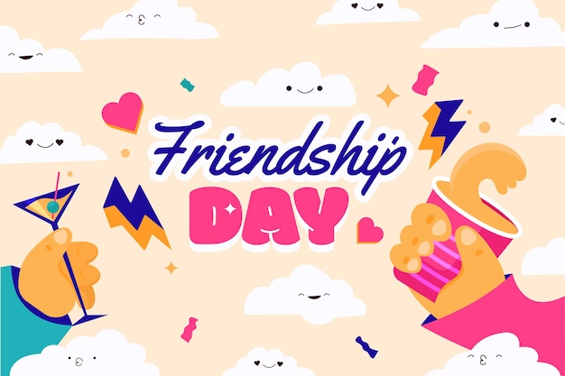 Free vector flat background for friendship day celebration