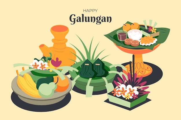 Free vector flat background for galungan celebration