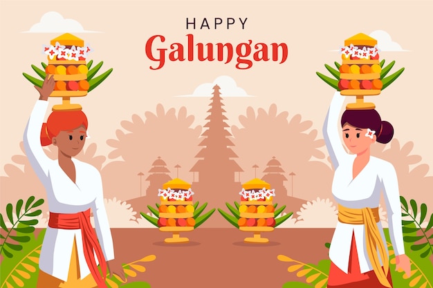 Free vector flat background for galungan celebration