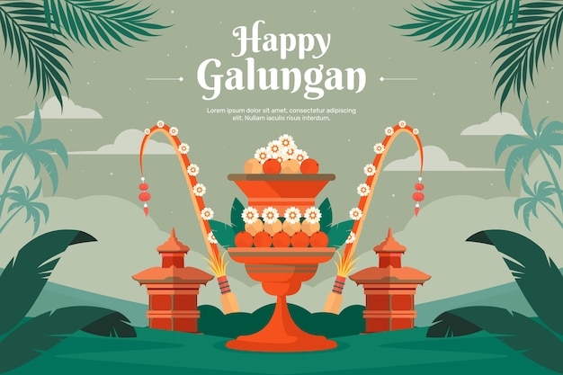 Free vector flat background for galungan