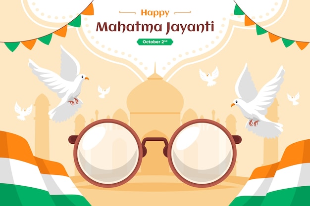 Free vector flat background for gandhi jayanti celebration