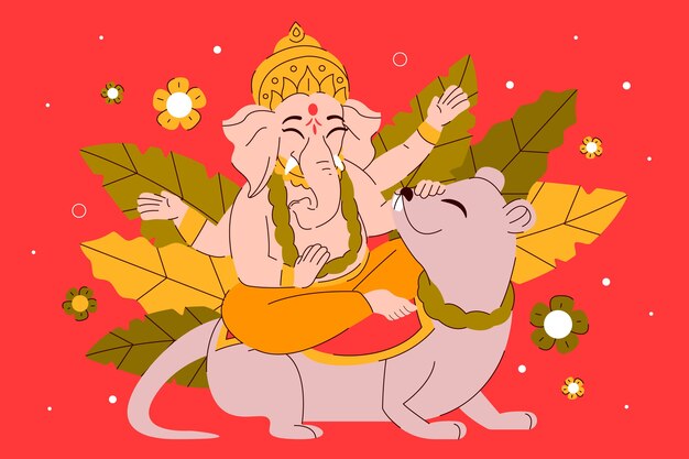 Flat background for ganesh chaturthi celebration