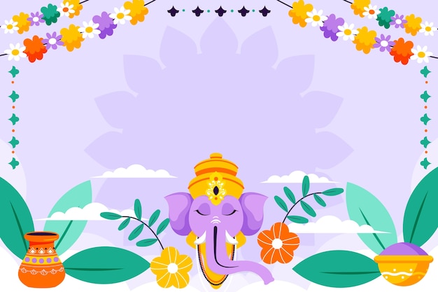 Flat background for Ganesh chaturthi celebration
