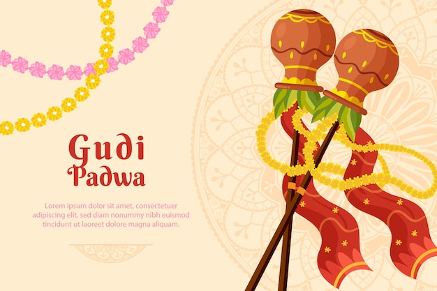 Flat background for gudi padwa celebration