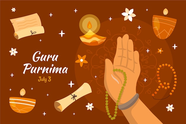 Free vector flat background for guru purnima celebration