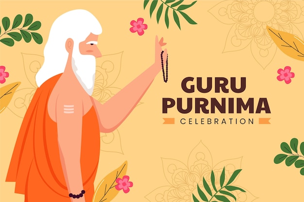 Free vector flat background for guru purnima celebration