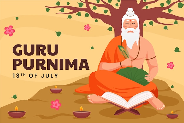 Flat background for guru purnima celebration