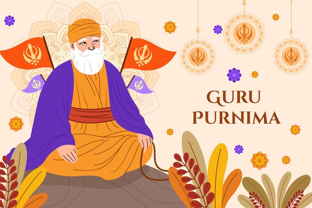 Flat background for guru purnima celebration