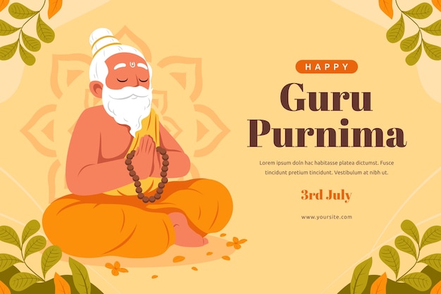 Free vector flat background for guru purnima worship