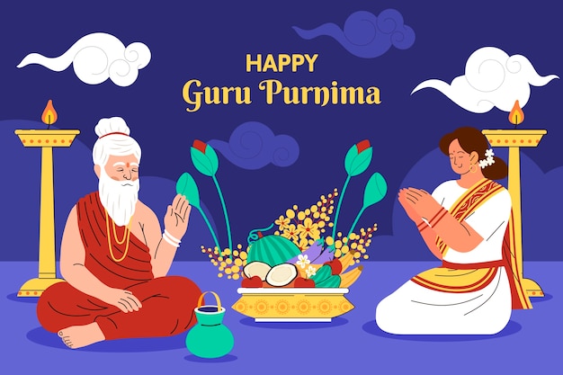 Vettore gratuito sfondo piatto per guru purnima