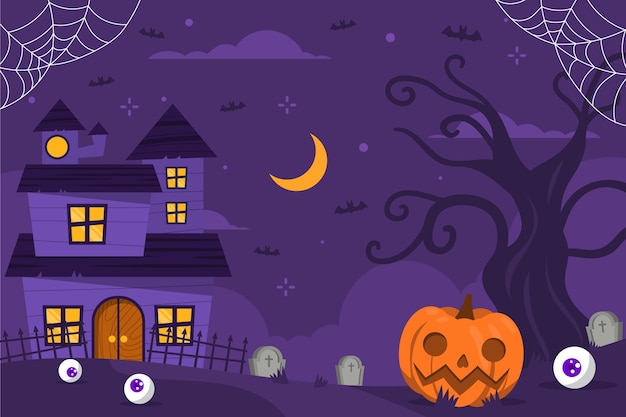 Free vector flat background for halloween celebration