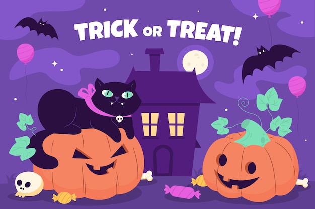 Flat background for halloween celebration