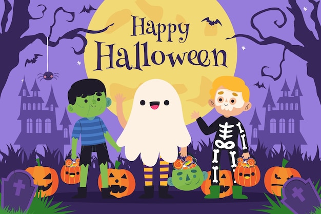 Flat background for halloween celebration