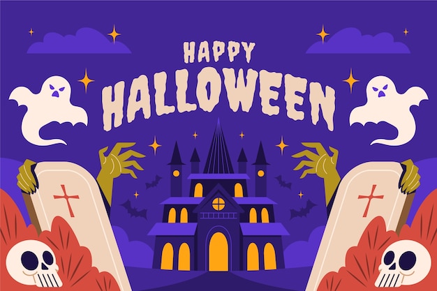 Flat background for halloween celebration