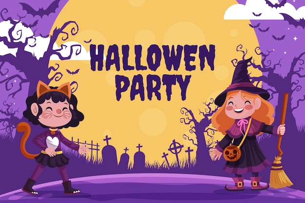 Free vector flat background for halloween celebration