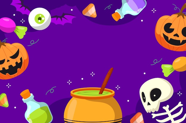 Free vector flat background for halloween celebration