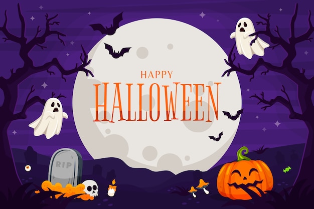 Free vector flat background for halloween season celebration