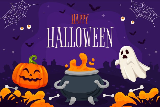 Flat background for halloween season celebration