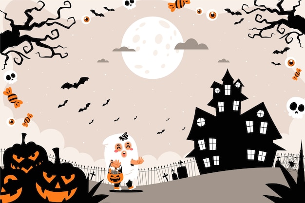 Free vector flat background for halloween season