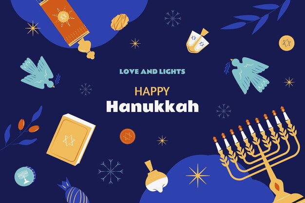 Flat background for hanukkah celebration