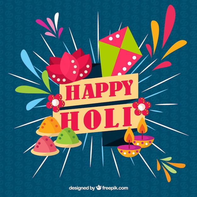 Free vector flat background happy holi