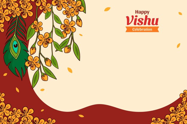 Flat background for hindu vishu festival celebration