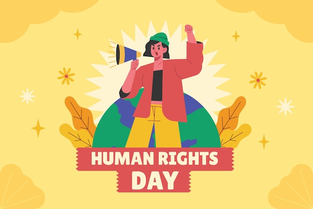 Flat background for human rights day celebration