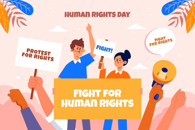 Flat background for human rights day celebration