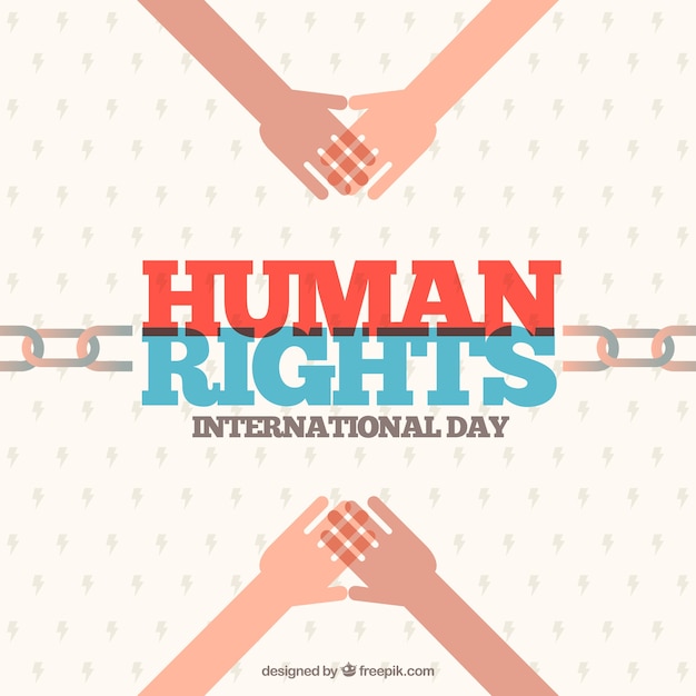 Flat background for human rights day with chain and hands