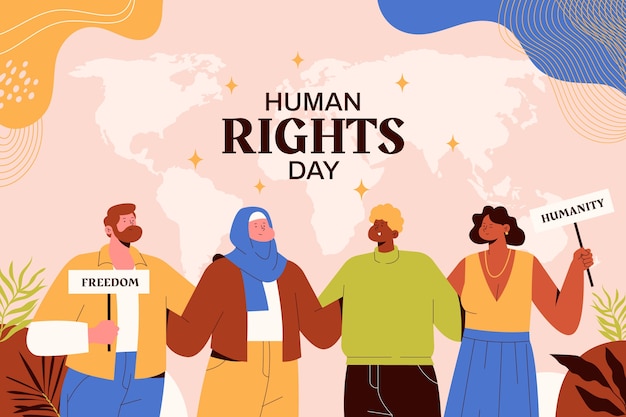 인권의 날을 위한 평평한 배경