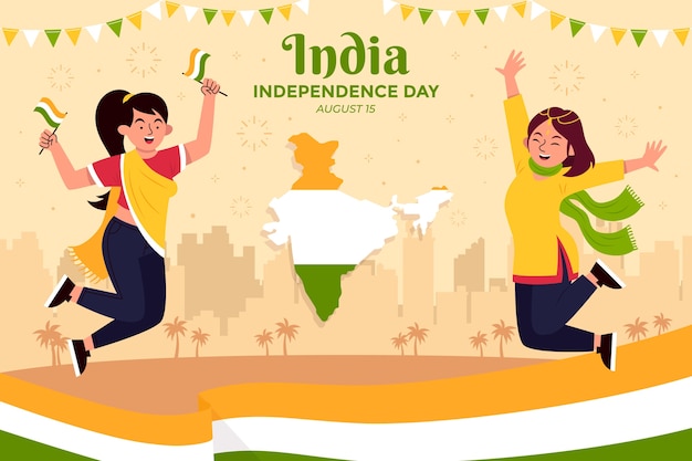 Free vector flat background for india independence day celebration
