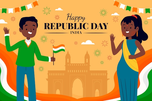 Flat background for india republic day celebration