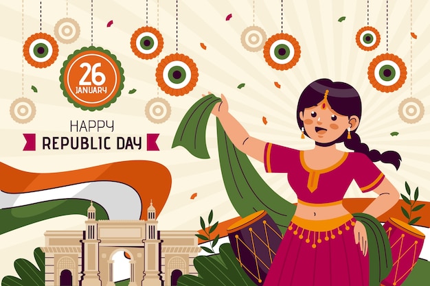 Free vector flat background for india republic day celebration