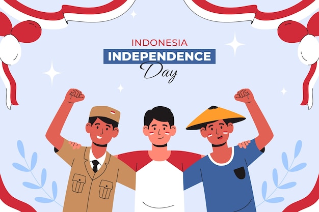 인도네시아 독립 기념일 축 하에 대 한 평면 배경
